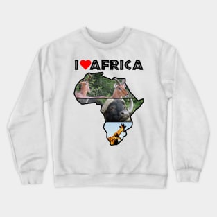 I Love Africa Wildlife Collage Map Crewneck Sweatshirt